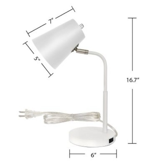 LAMPz® 15.5in Desk Lamp with Adjustable Shade & USB-C Charging Port, New in Box - Picture 2 of 8